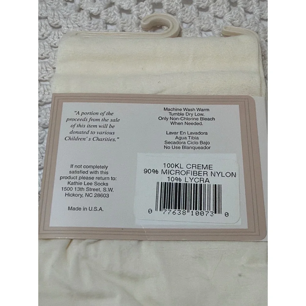 VTG NOS Kathie Lee Womens Trouser Socks Microfiber Black Cream 2 Pair Sz 9-11‎